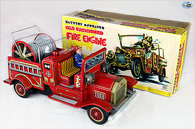 Vintage Old Fashioned Fire Engine Toy Car with Original Box