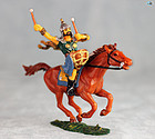 Vintage Elastolin Mounted Mongol Drummer Cavalry on Brown Horse