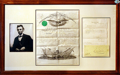 1861 Abraham Lincoln Signed Document as The President of United States