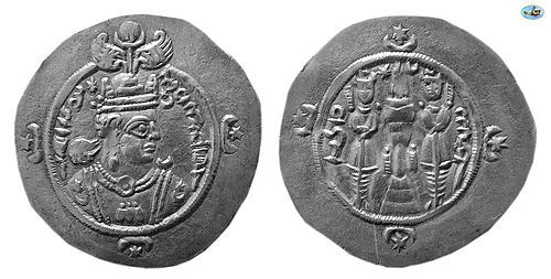 SASANIAN KINGS. ARDASHIR III. AD. 628-630. SILVER DRACHM, MINT YAZD
