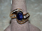 Ceylon Blue Sapphire & Diamond Solid Gold Ring 18K.