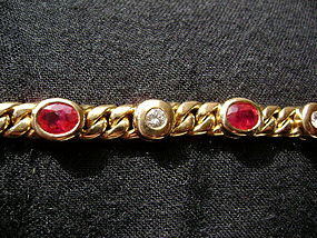 Genuine Burma Ruby & Diamond Bracelet 18K solid gold
