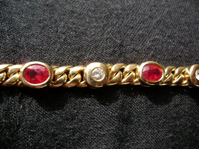 Genuine Burma Ruby &amp; Diamond Bracelet 18K solid gold
