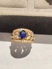 18K. Gold Ring set with Ceylon Blue Sapphire-Diamonds