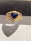 Genuine Heart Shaped Blue Sapphire-Diamond Ring 18K.