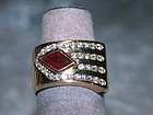 Stunning Fancy Cut Ruby-Diamond Ring 18K. Solid Gold