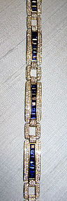Magnificent Blue Sapphire-Diamond Bracelet 18K. Gold