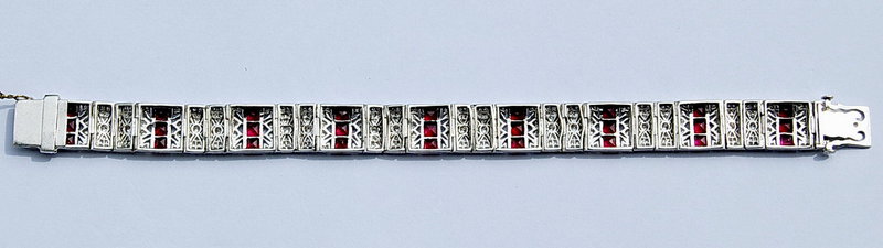 Exquisite Genuine Ruby-Diamond Bracelet White Gold 18K