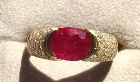 18K. Solid Gold Ring set with Genuine Ruby & Diamonds