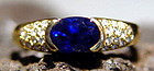 Solid 18K. Gold Ring set with Blue Sapphire & Diamonds
