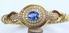 Important 18K Bangle w. Sky Blue Sapphire & Diamonds