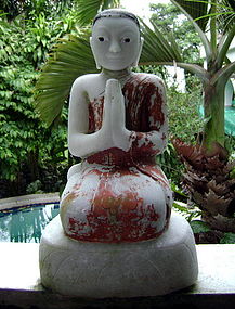 Rare 18th Cent. Marble Disciple in adoration, Burma