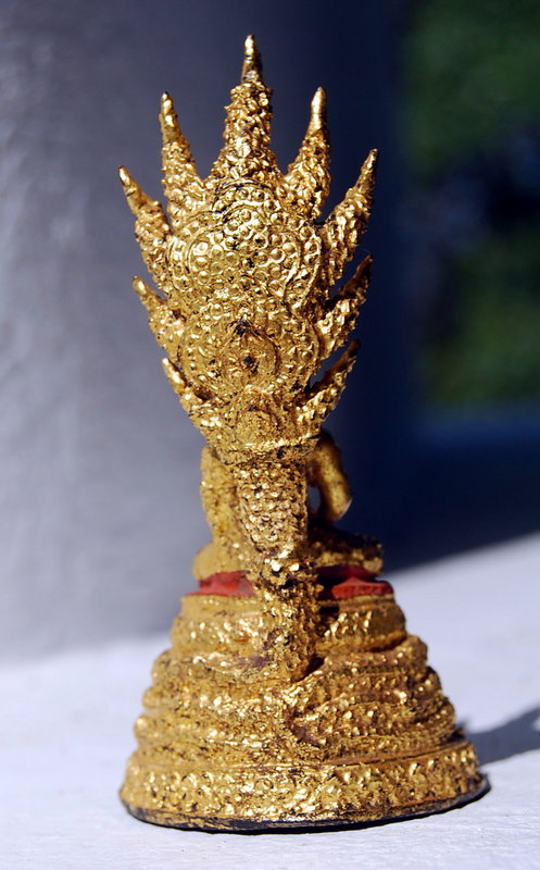 Small Gilt Thai Bronze Rattanakosin Buddha with Naga