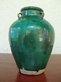 Ceramic Vase with Apple Green Glaze, 18/19th Century