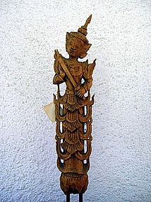 Thai wooden stylized Guardian Angel, 19th Century