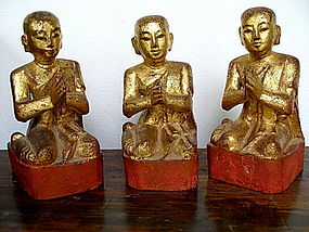 Matching Set of 3 Gilt Wooden Disciples in Adoration