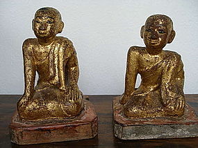 Matching Pair of Hand Carved gilt Wooden Disciples