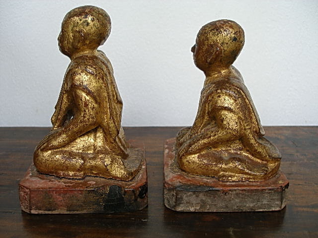 Matching Pair of Hand Carved gilt Wooden Disciples