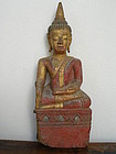 Tai Yai  Hand Carved Wooden Buddha, 19th Century