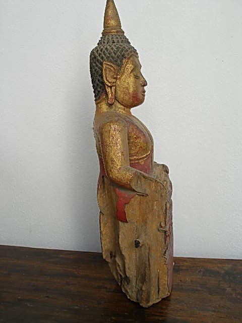 Tai Yai  Hand Carved Wooden Buddha, 19th Century