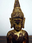 Hand Carved Gilt Lanna Wooden Buddha, 19th Cent. Siam