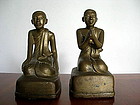 Pair of Mandalay Monks/Disciples, Bronze, 19th Century