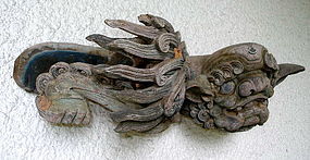 QING Hand Carved Wooden Foo Dog-Lion, 19th Century