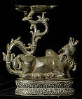Rare Javanese Bronze Oil Lamp with superb NANDI Bull
