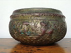 Ceremonial Repousse Relief Copper-Brass-Bronze Bowl