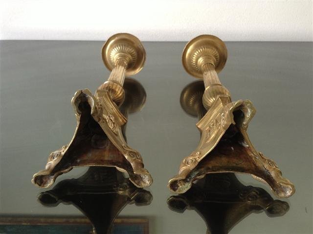 Identical Pair of 19th Cent. Tripod based CANDELABRA