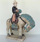 Artistic Polychrome MING Dynasty Tomb Pottery Horse with Musician