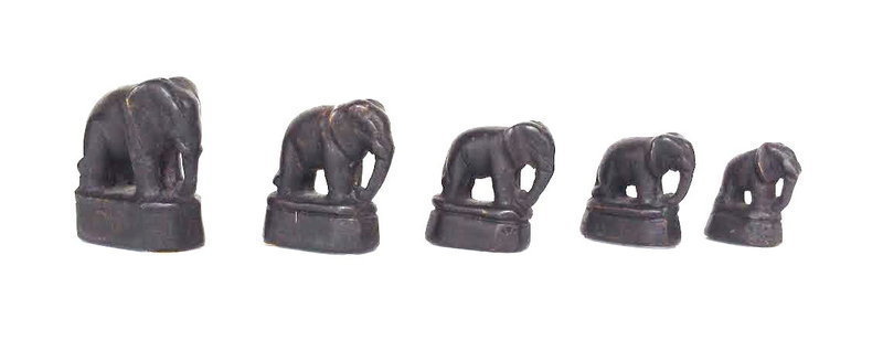 Set of graduated Ancient Bronze Elephant Opium Weights
