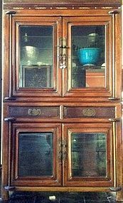 Chinese 2-Piece Display Cabinet with inlay work, 19th C