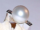 Giant SOUTH-SEA PEARL Ring with Baguette Diamonds