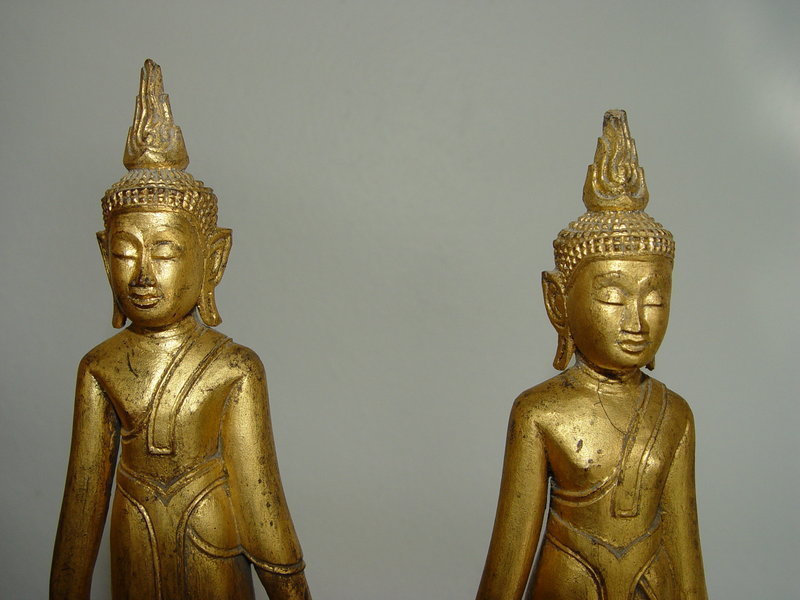 Rare Pair 19th Century Thai Buddhas &quot;Calling for Rain&quot;