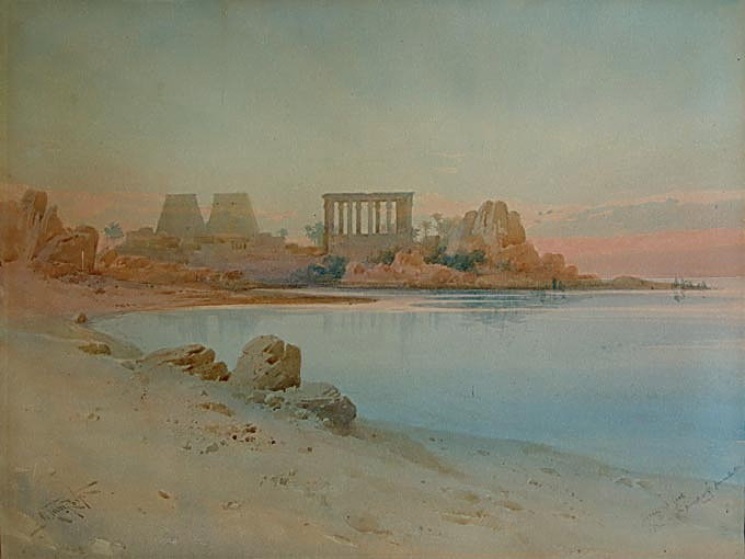 Original Painting by A, LAMPLOUGH &quot;PHILAE, EGYPT&quot;