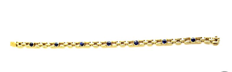 Solid 18K. GOLD Link Bracelet with Blue Sapphires