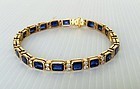 Stunning Blue Sapphire & Diamond Bracelet, 18K. Gold