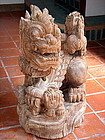 Large Woodcarving of SINGHA LION WITH CUBS