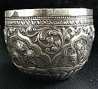 FINE HANDCRAFTED THAI SILVER CEREMONIAL BOWL 19th Cent.