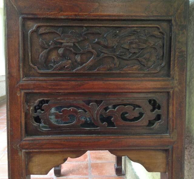 CARVED QING DYNASTY  WOODEN CABINET WITH CARVINGS, 19th CENTURY