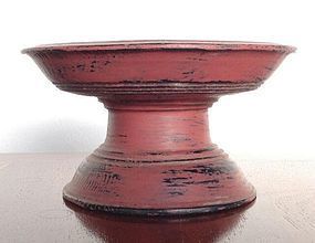 Small Cinnabar Red Lacquer Offering Tray, 19th Century, Thailand