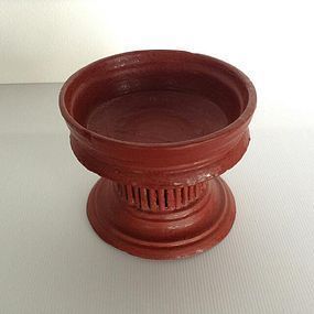 Small Cinnabar Red Lacquer Flower Offering Tray, 19th Century Thailand