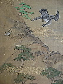 KANO SCHOOL PAINTING ON SILK, FRAMED, JAPAN 17/18TH CENTURY