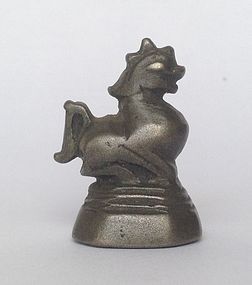 GENUINE OPIUM WEIGHT OF  MYTHICAL CHINTHE LION , 18TH C.,  ASTERISK