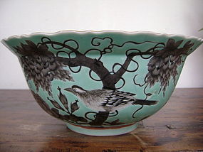 REPAIRED GENUINE GUANGXU DAYAZAI PORCELAIN TURQUOISE-BLACK BOWL