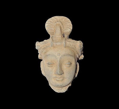 GANDHARA HEAD OF BODHISATTVA WEARING A DIADEM, 2-4 CENTURY AD