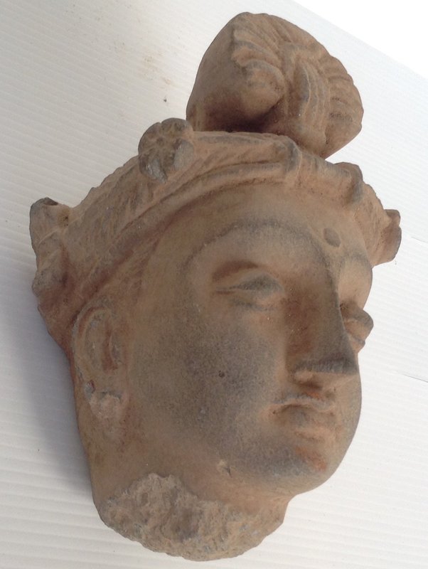 GANDHARA HEAD OF BODHISATTVA WEARING A DIADEM, 2-4 CENTURY AD