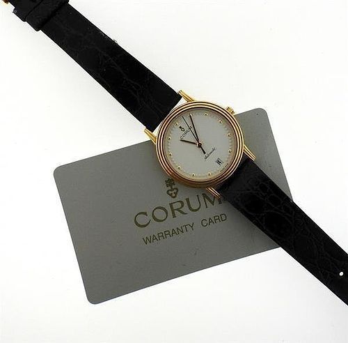 CORUM SWISS WATCH 18K. GOLD AUTOMATIC with Original Guarantee Card