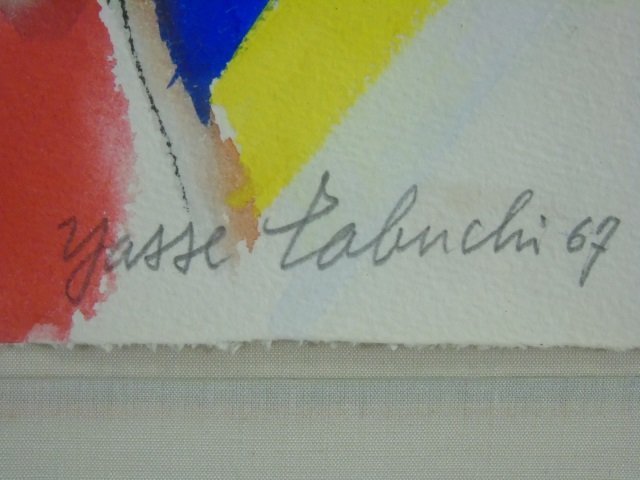 SIGNED ORIGINAL YASSE TABUCHI WATERCOLOR, 1967, FRAMED &amp; MATTED